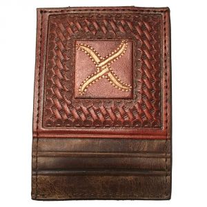 Twisted X Tan with Basketweave Patten Money Clip Wallet - XRFP-1